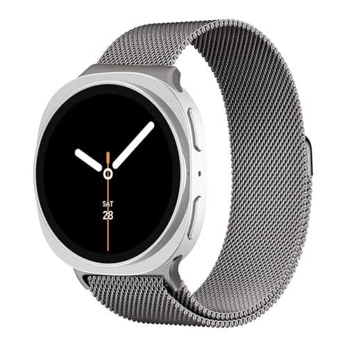Image of VEMIGON Milanese Loop Metal Band Compatible with Samsung Galaxy Watch 8 40mm 44mm / Watch 8 Classic 46mm, Mesh Magnetic Stainless Steel Replacement Strap (Watch Not Included)