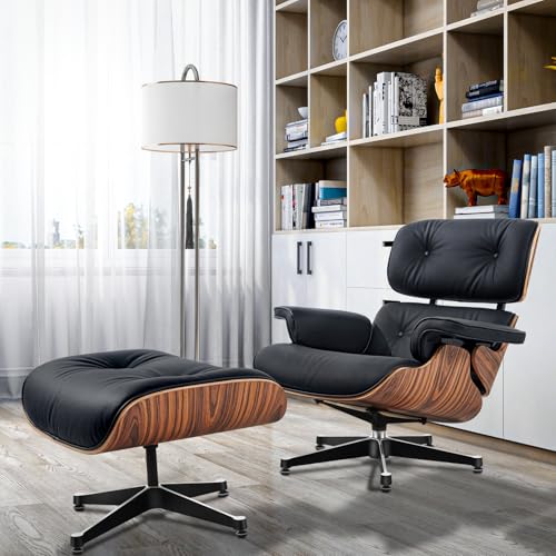 Moderner Fernsehsessel,loungesessel mit hocker,Liegesessel,Ergonomischer Stuhl,Relaxsessel aus Echtleder,Fernsehsessel mit Liegefunktion (Lightly acidified branch & blackish-green peel H 83.8) – Bild 3