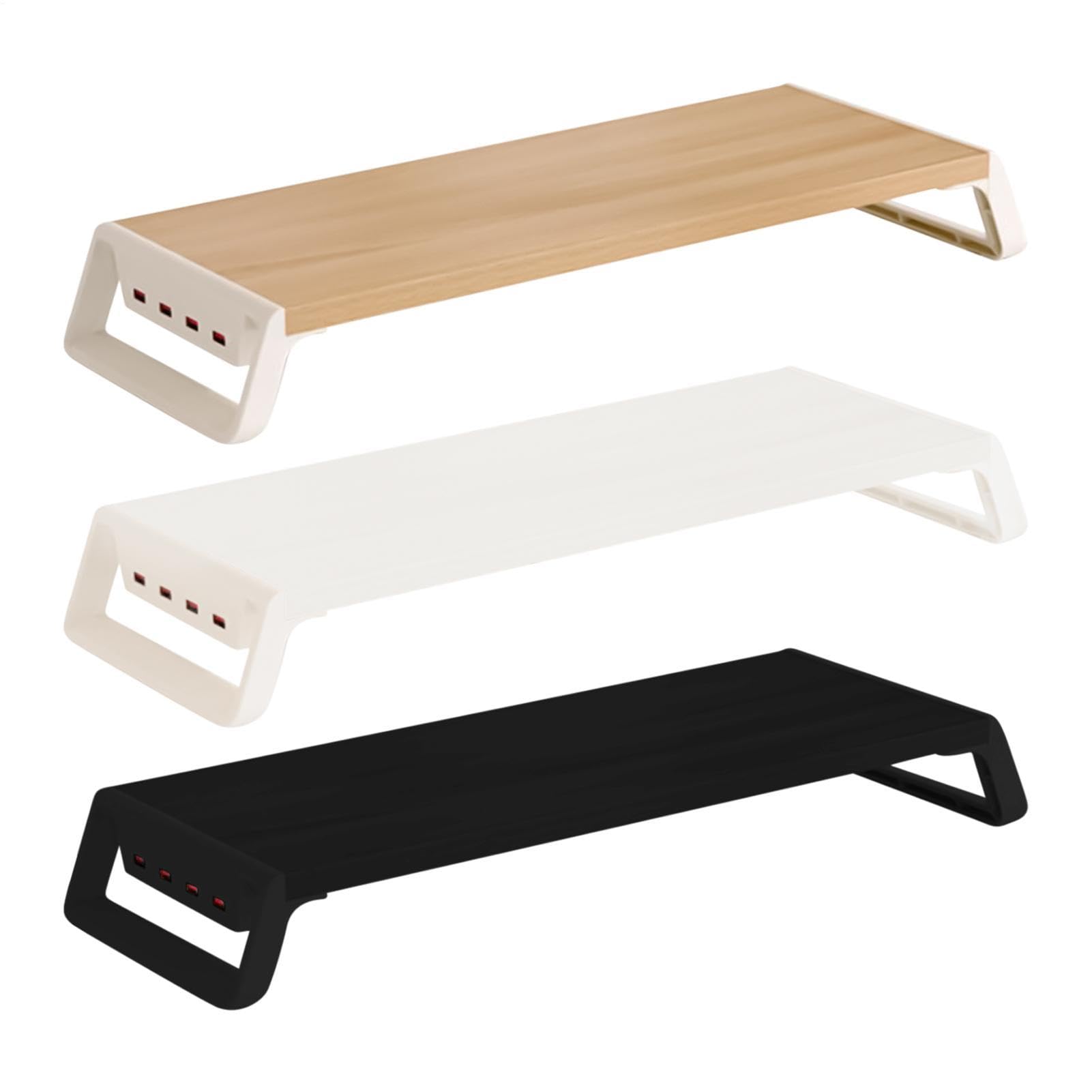 Support Écran Surélevé Étagère De Rangement Bureau Avec 4 Ports USB