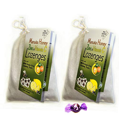 (2 Packs) New Zealand 4 You Zinc, Manuka Honey and Vitamin C Lozenges with UMF 10+ Manuka Honey, Elderberry, Unpasteurized New Zealand Honey, Perfect Remedy for Dry Throats, 40 Count (2 Packs) New Zealand 4 You Zinc, Manuka Honey and Vitamin C Lozenges with UMF 10+ Manuka Honey, Elderberry, Unpasteurized New Zealand Honey, Perfect Remedy for Dry Throats, 40 Count