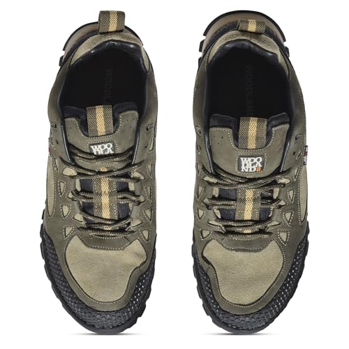 Image of Woodland Men Olive Green Boat Shoes