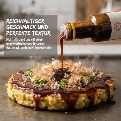 Umami Okonomiyaki-Sauce 250 ml, mit BIO-Obst und -Gemüse, hergestellt mit in Japan hergestellter handwerklich hergestellter Sojasauce, ohne Konservierungsstoffe, Farbstoffe oder GVO
