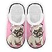 Herren Damen Hausschuhe Rosa Hund Plüsch Futter Komfort Coral Fleece Hausschuhe Warm für Indoor Outdoor Spa