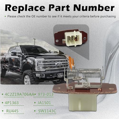 Image of HVAC Blower Motor Resistor Compatible with Ford F-250 F-350 F-450 F-550 F250 F350 F450 F550 Super Duty E-150 E150 E-250 E250 E-350 E350 E-450 E450 E-550 E550 Econoline Club Wagon Replace 4C2Z19A706AA