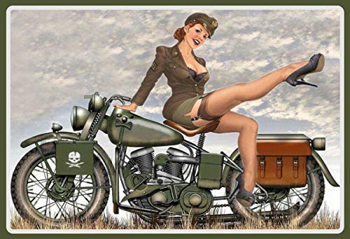 Ningfei Us Army Biker Pin Up Girl Metal Sign Rectangle Metal Tin Sign Custom Metal Sign 8X12In-Bar Cafe Restaurant Home Decor Decorative Sign #TOP9