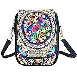 Onsinic Frauen Bestickte Tasche Vintage Umhängetasche Damen Leinwand Münze Geldbörse Crossbody Hippie Pouch