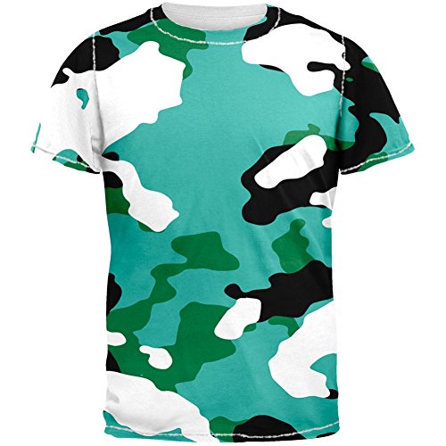 Old Glory Turquoise Camo All Over Adult T-Shirt - X-Large