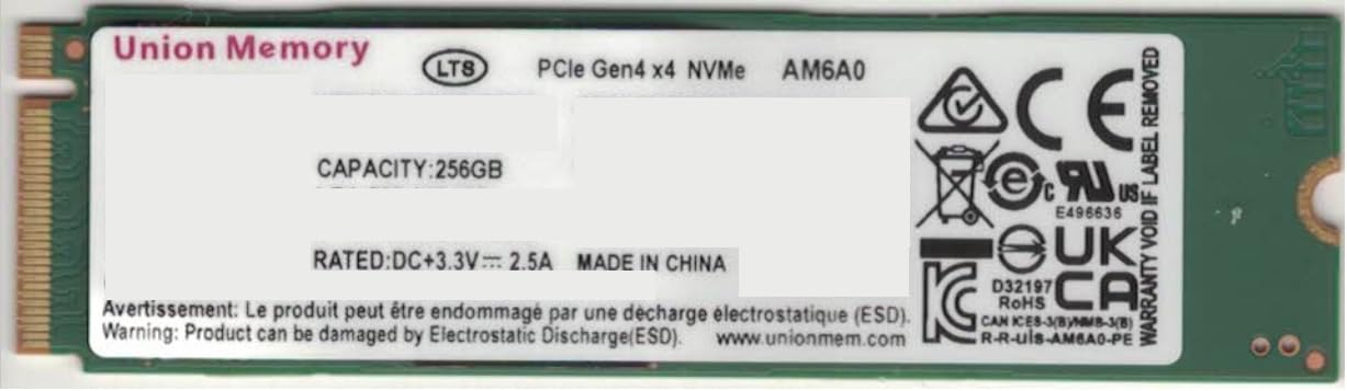 Amazon.com: TAC Trading OEM Union Memory 256GB SSD PCIe Gen 4x4, M