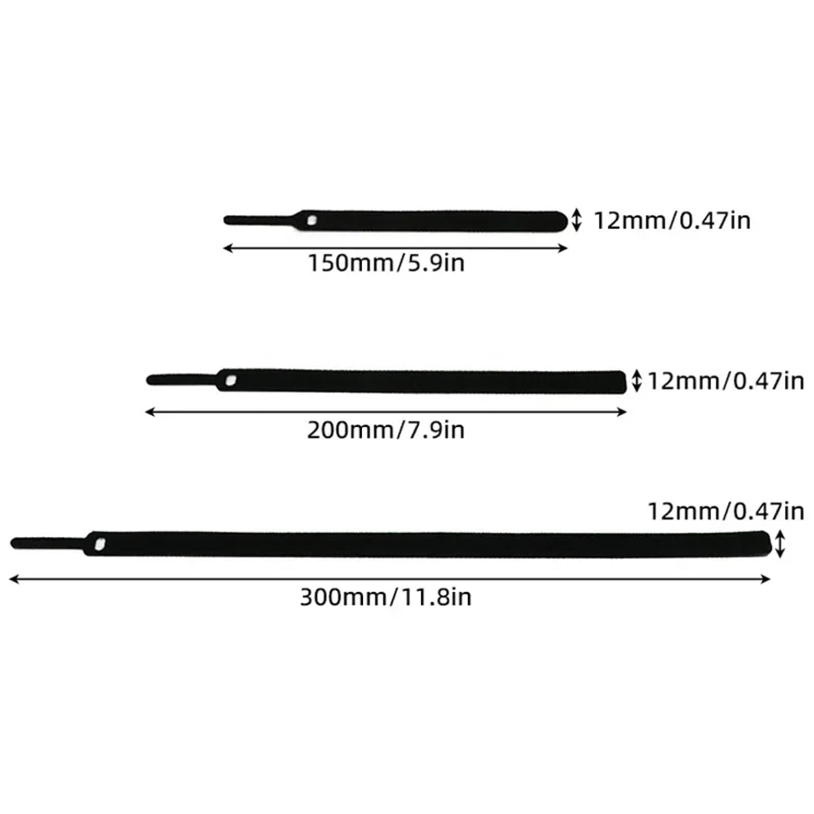 Fascette per cavi rilasciabili in nylon nero 150 200 300 mm cinghie avvolgenti con cerniera, fascette in plastica, organizer per cavi lunghi (1000 pezzi, 300 mm)