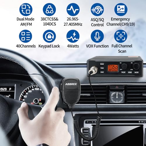Abbree AR-M6 Cb Radio For Truckers Long Range Am Fm Professional Portable Cb Radios Kit,Compact Design,Travel Essentials,Instant Emergency Channel 9/19,Full 40 Channels thumb #1