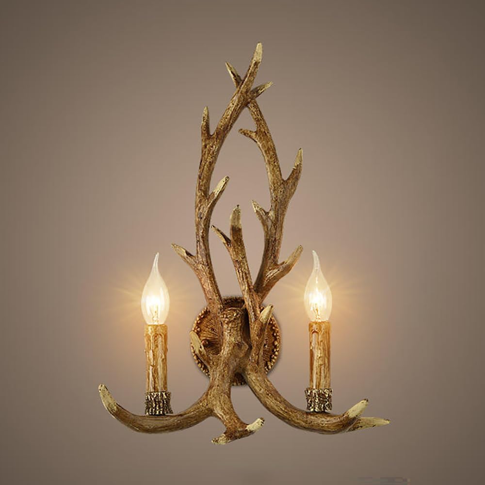 Aeyee Antler Wall Sconce, Vintage Farmhouse Candle Wall sold price at auction in Canada