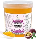 Soeos Passion Fruit Popping Boba Pearls, 1.2kg (2.6 lb), Bursting Boba Passion Fruit Juice Balls for Bubble Tea, Desserts, and Drinks (1 Pack)