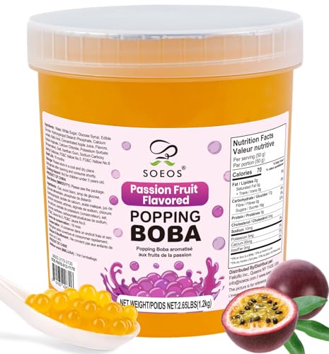 Image of Soeos Passion Fruit Popping Boba Pearls, 2.6 LB (1.2kg)