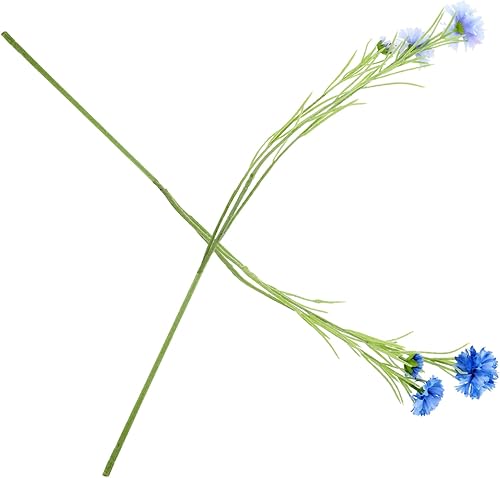 Miniatura 6 de ARTIBETTER 8 piezas de flores de imitación de aciano azul de seda con tallos de tacto real falsos decoración de boda ramo artificial azul flores