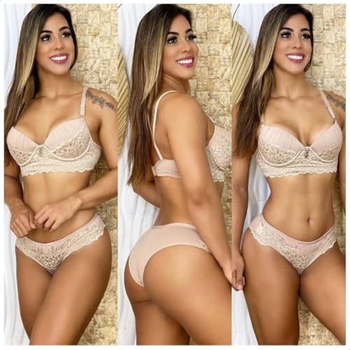 Kit 5 Lingerie Feminino Com Bojo Calcinha e Sutiã (CORES DIVERSAS, M)