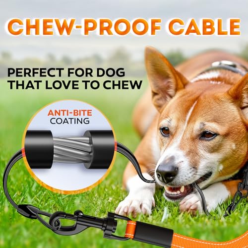 Retractable Dog Leash 18.2 ft – Chew Proof Cable Included – 360° Tangle-Free Design – Heavy Duty Reflective Leash – Soft Anti-Slip Grip Outdoor Daily for Small & Medium Dogs up to 50 lbs (Orange) - Image 4