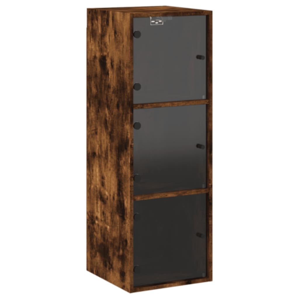 vidaXL Mobile a Muro con Ante in Vetro Rovere Fumo 35x37x100 cm