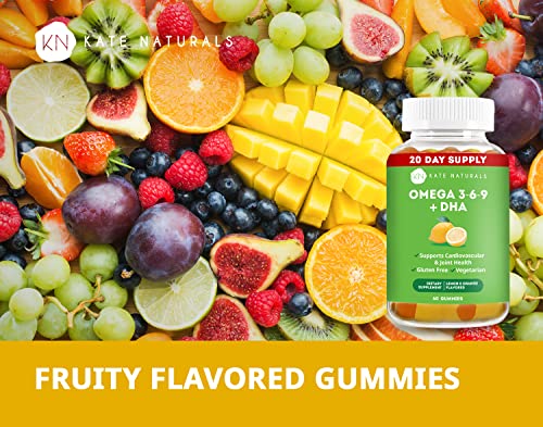 Premium Omega 3-6-9 + DHA Gummies 60 Count by Kate Naturals. Delicious Non-GMO, Gluten-Free & Vegetarian Chewy Gummies… - Image 6
