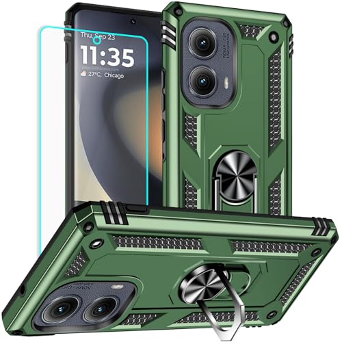 Coque de protection Motorola Edge 2024 solide avec anneau et béquille de qualité militaire