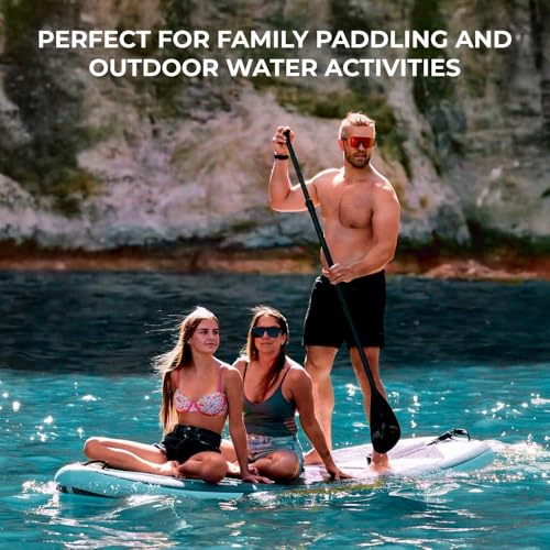 Image of SereneLife 10'6 inch Inflatable Stand Up Paddle Board with Premium SUP Accessories - 32 inch Wide Stable Design with Non-Slip EVA Deck Pad, for Youth and Adults, 350 lbs. Capacity