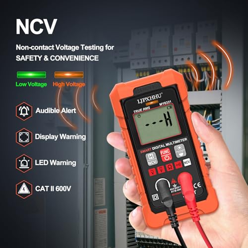 Image of Digital Multimeter Volt Meter TRMS 4000 Counts Auto-Range NCV Voltage Multi Tester Smart Electrical Car Battery Voltmeter AC /DC Volt, Ohm Resistance, Continuity with Test Leads Large LED Backlight
