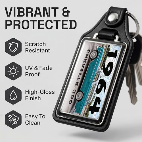 Image of Brotherhood 1964 Compatible with Chevelle 300 Design Key Chain Key Holder Key Ring For Men Heavy Duty Car Key Ring For Men and Women
