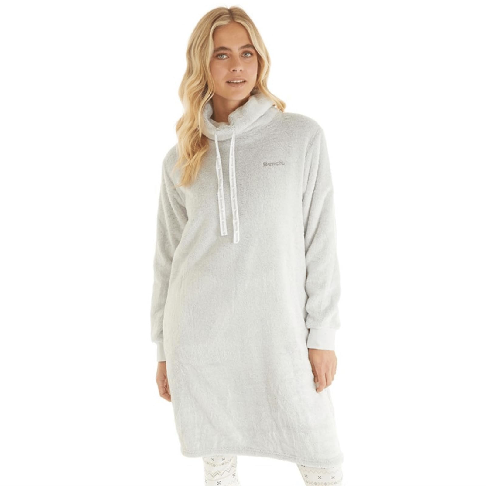 Bench Womens Fluffy Hooded Wearable Blanket Soft Robe Oversized - Grey - 12