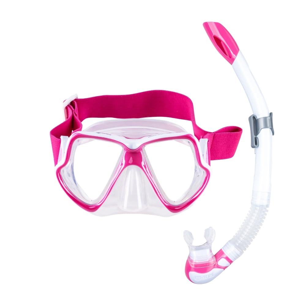 Mares Wahoo Neon Combo – Set de Snorkel para Adultos con máscara de Silicona y Tubo Semi-seco con válvula, Ideal para Buceo y exploración