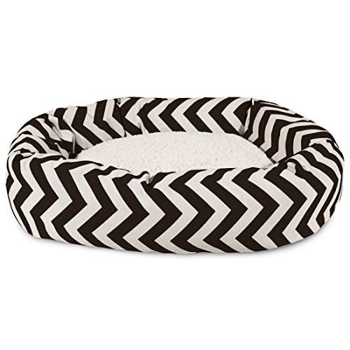 Image of Majestic Pet Chevron Sherpa Bagel Bed, Black, 32-Inch