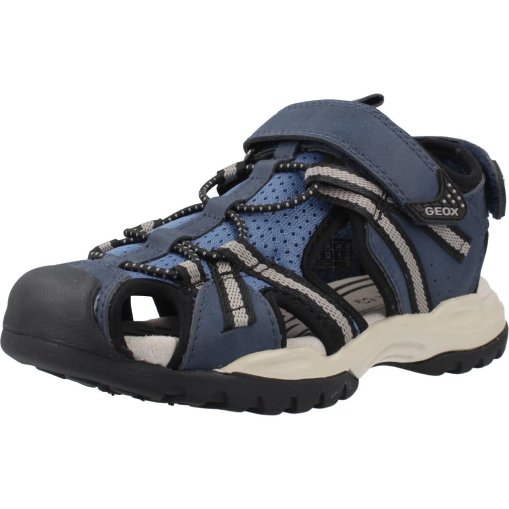 Geox J Borealis BOY B, Boys’ Sandal, Denim/Grey,