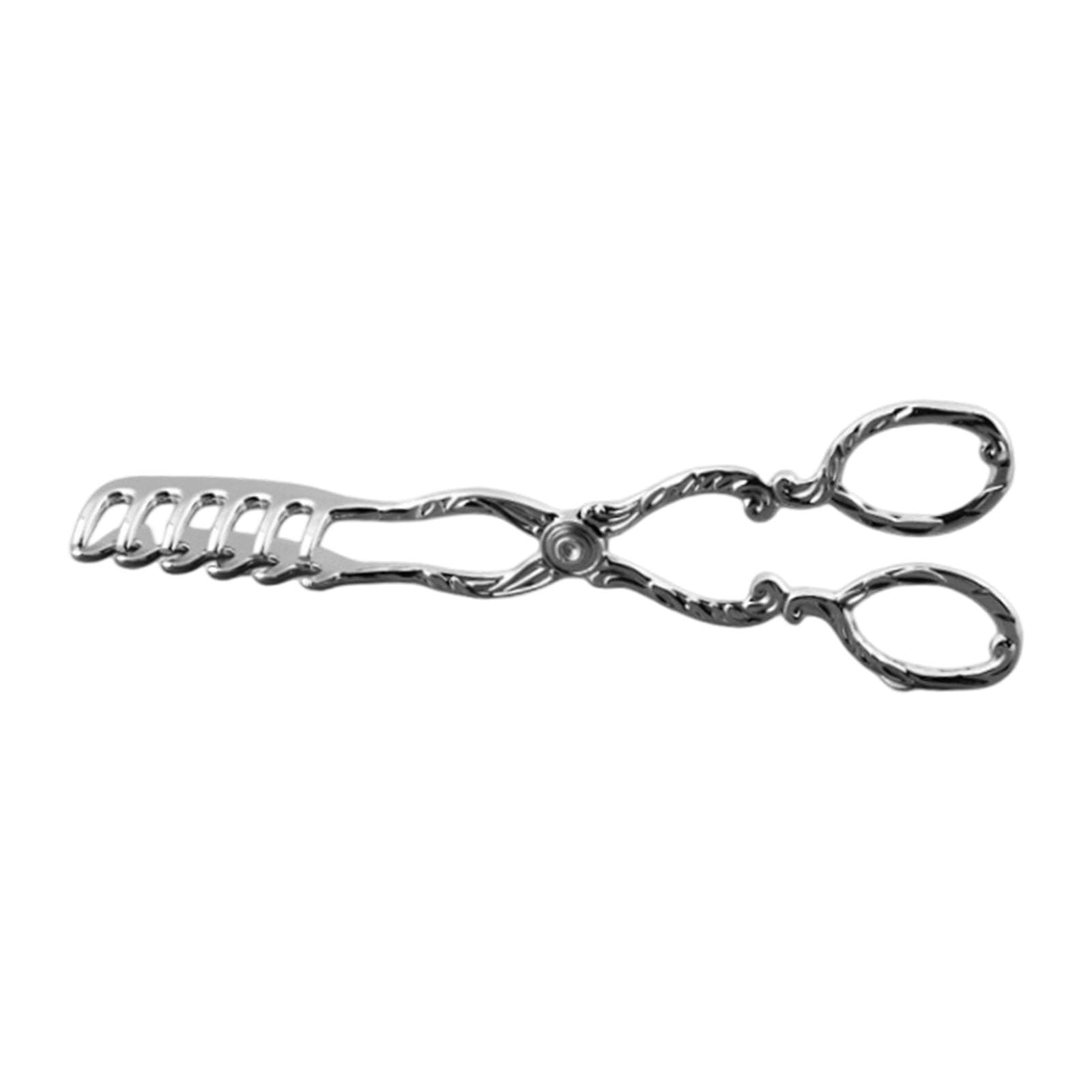 Metal Plating Tongs Decorative Scissor Handle Vintage Embossed Tableware for Bread Pastry Dessert Buffet Tasks Pastry Server Bread Pickup Dessert Picker Buffet Table Utensil Loop Handle Tong Vintage