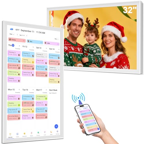 Image of 32 inch Smart Calendar Max, Digital Calendar & Chore Chart, Family Organizer with Interactive Touchscreen Display - Wall Mountable in Portrait or Landscape, Gifts for Women Men