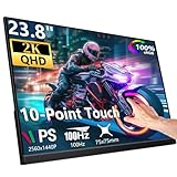 Prechen 23.8 Inch 2K 100Hz Large Portable Touchscreen Monitor 100% sRGB IPS Portable Touch Display QHD w/90° Adjustable Stand USB-C HDMI Laptop Monitor Desktop 2560X1440