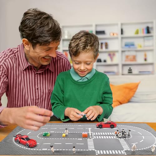 Mlikero 12 Straßenplatten Kompatibel mit Klassische Bausteine, 25.5*25.5cm Straße Platten, Strassen Grundplatten für City Sets (Angehängte DIY-Aufkleber)