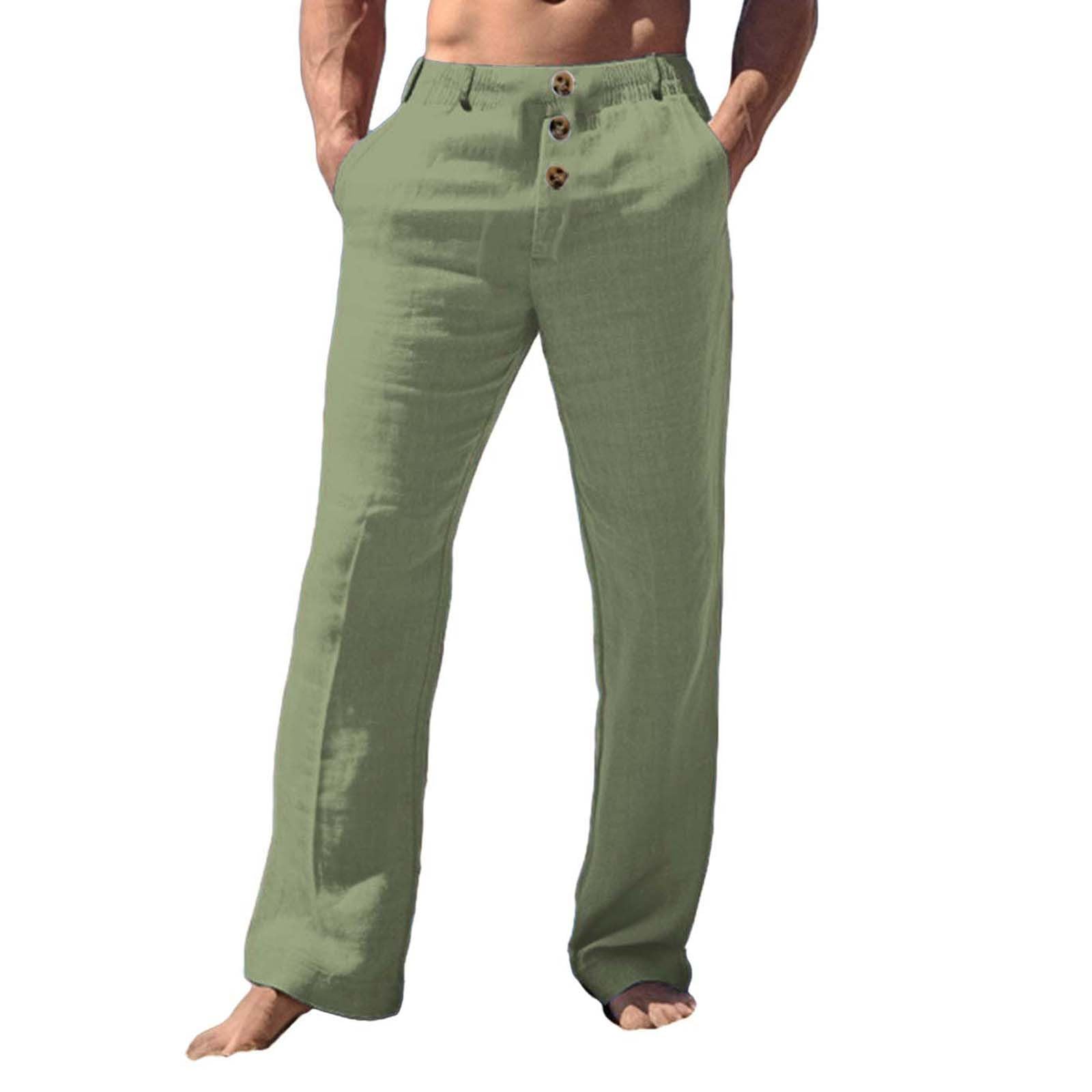 Männer Lazy Leinenhose Leichte Tunnelzug Hose Boardhose mit Elastischen Bund Loose Fit Strandhose Beachhose für Urlaub Strand Casual Baumwolle Hose Sommer Strand Hosen Sommer Baumwolle Hosen