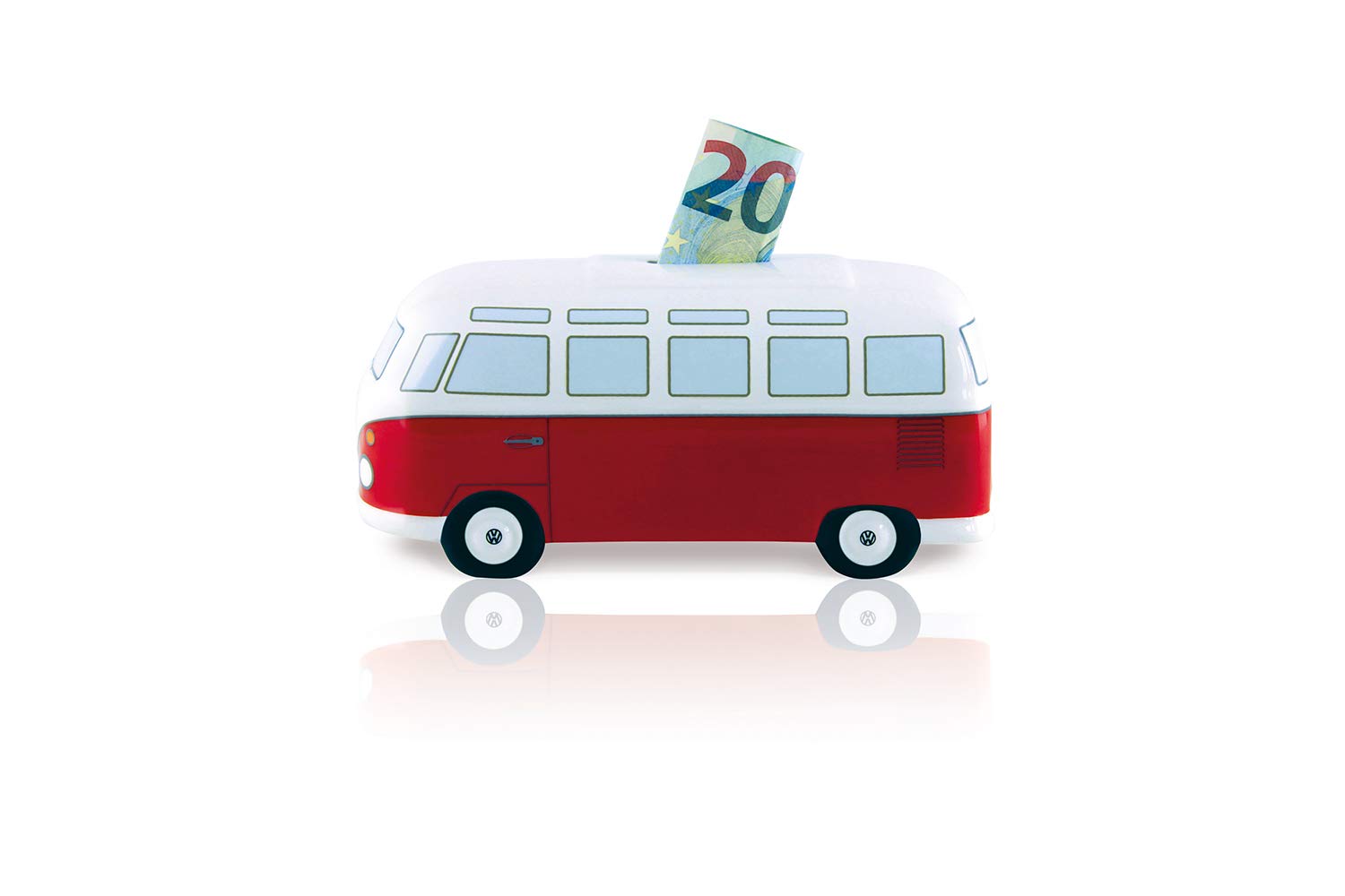 BRISA VW Collection - Hucha de Cerdito T1 Camper Bus Samba (Classic Bus/Rojo)