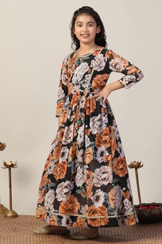 Image of Fashion Dream Girls Floral Georgette Fit & Flare Ethnic Dress|Birthday Maxi for Kids