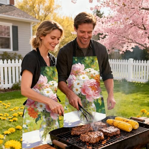 Image of Nuxovilar Decorative Kitchen Apron, 26.77x30.70 Inch Polyester Cooking Wearable Cover