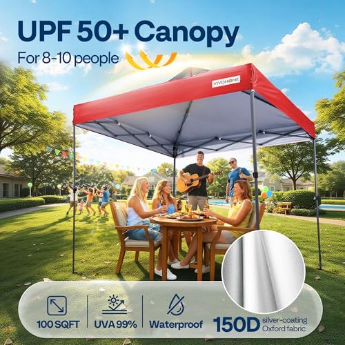 Image of VIVOHOME 10x10ft Pop Up Canopy Tent One Push Setup