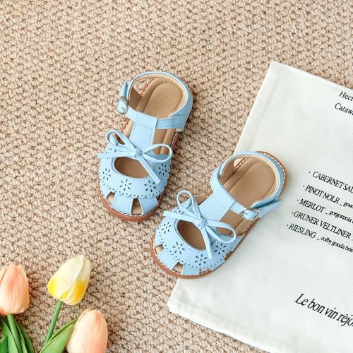 Image of Flaryzone Girls Sandals Closed Toe Summer Flats Dress Sandals Shoes Toddler /Little Kid