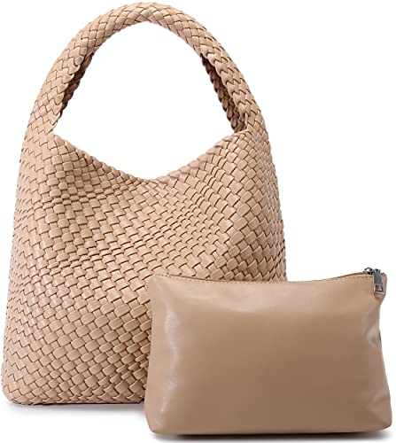 Image of Queenoris Fashion Hobo Bags for Women Top-handle Shoulder Bag Vegan Leather Purses Soft Summer Tote Bag | WOVEN