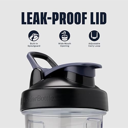 Miniatura 2 de BlenderBottle Shaker Bottle Pro Series perfecta para batidos de proteínas y antes del entrenamiento, 24 onzas, negrotransparente