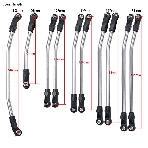 ZuoLan Stainless Steel Link Rod Linkage 313mm Wheelbase for Axial SCX10 II 90046 1/10 Crawler Car Upgrade Zubehör