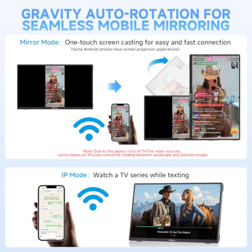 Image of Wireless Portable Monitor, 15.6 inch 1080P Portable Screen Extender, Wireless Casting&Auto-Rotation, Dual Monitor for Laptop /Mac /Switch /Phone /PC