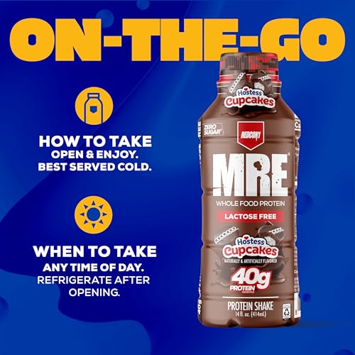 Image of REDCON1 MRE Ready to Drink Protein Shakes Hostess, Cupcakes - Lactose Free RTD Protein Made with Real Whole Food Protein Blends - Easy to Digest Nutritional Shake (12 Pack)
