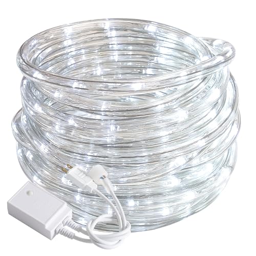 CHORLED Waterproof LED Rope Lights, Connectable & Flexible with 8 Modes, Outdoor Lighting for Deck, Garden, Pool, Patio & Christmas Decor (White, 50ft)