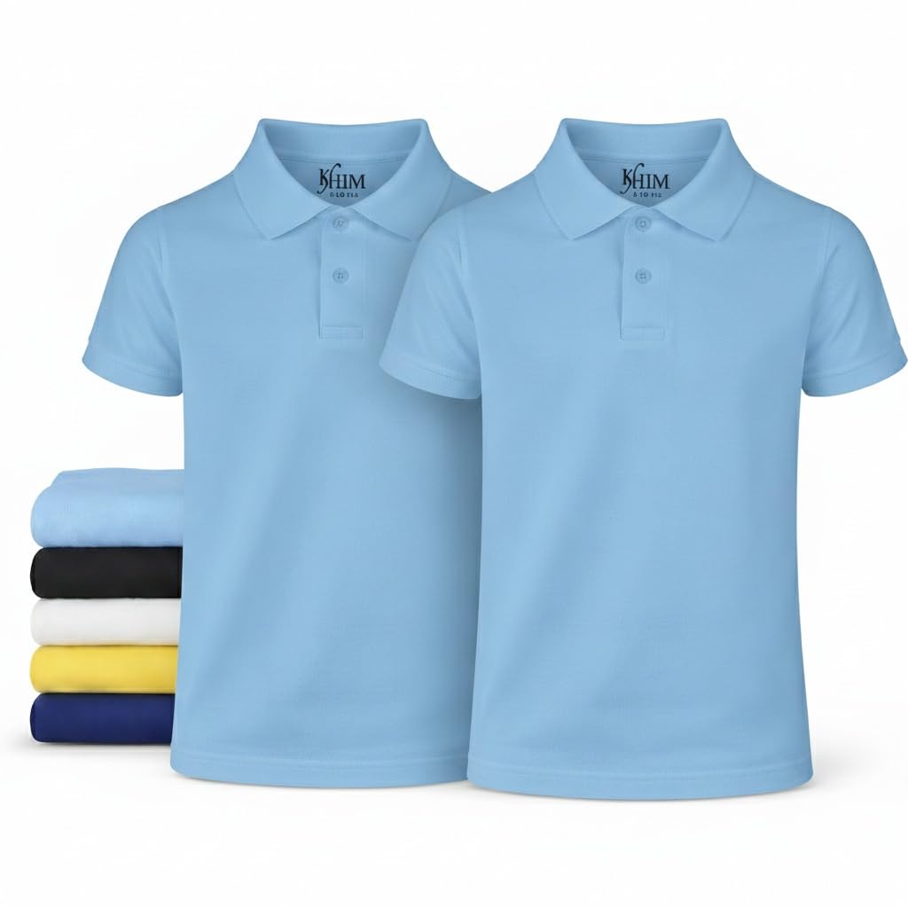 KHIM Unisex Polo Short Sleeve Polycotton Boys Girls School Uniform Plain Half Sleeve Shirts Sports Wear Indoor Outdoor — view 12