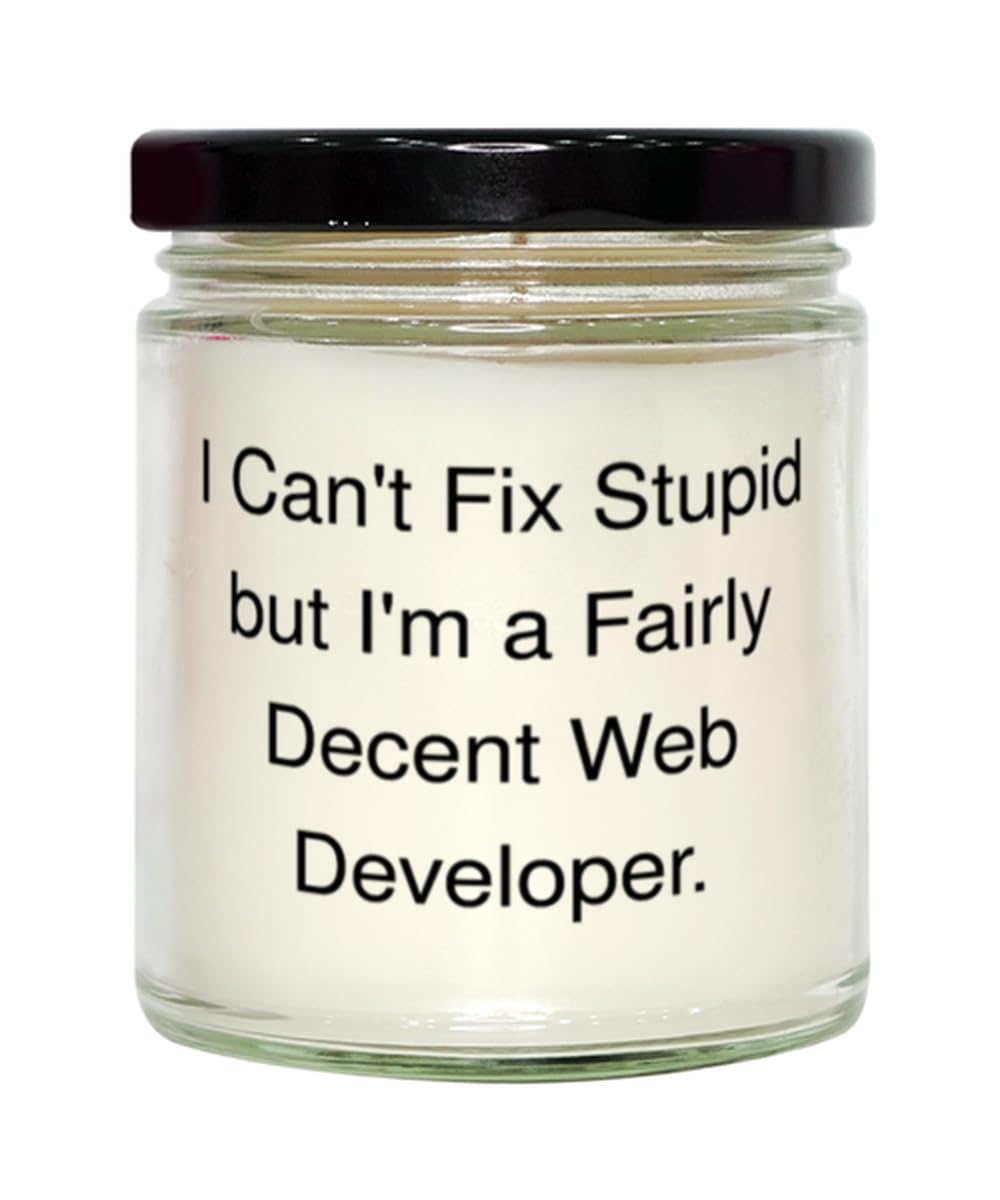 Appreciation Web Developer Gifts, I Can't Fix Stupid but I'm a, Beautiful Birthday Scent Candle for Men Women from Friends