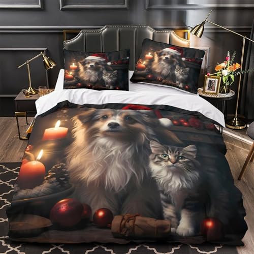 Parure de lit Chien de Noël 140x200 microfibre confortable - 2