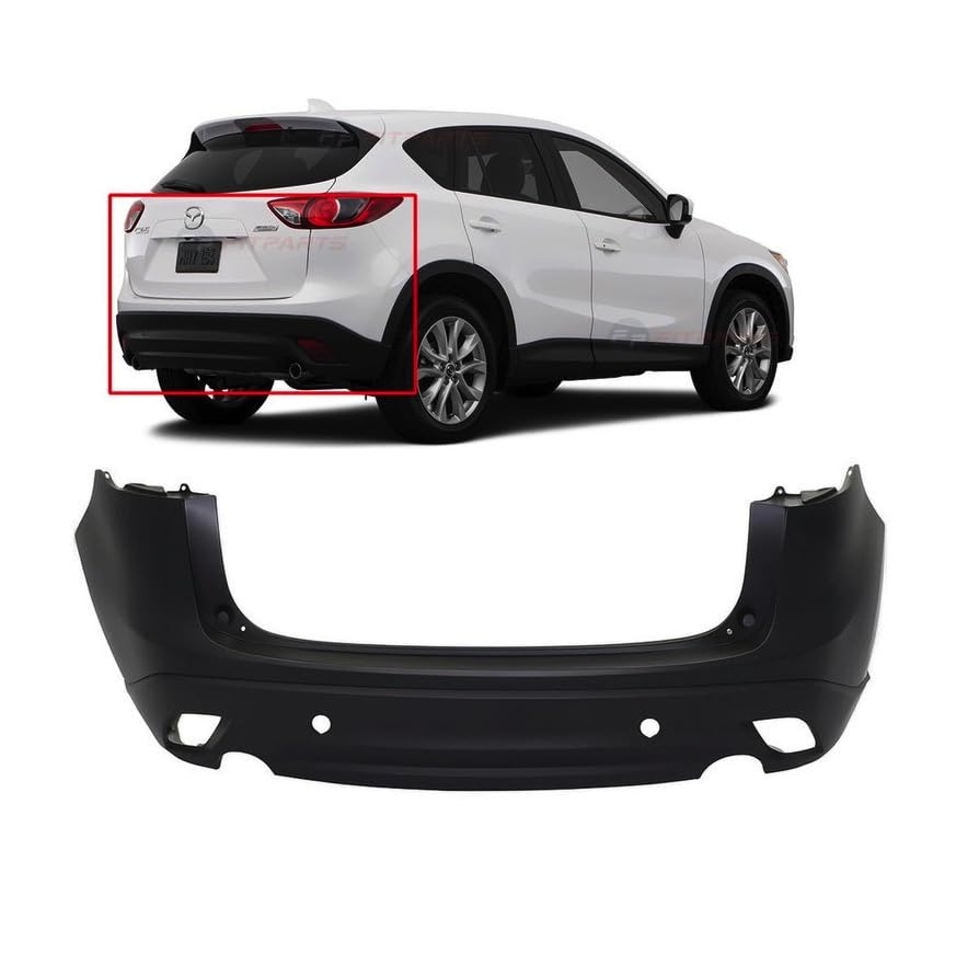 Image of FitParts Compatible with Mazda CX-5 2013-2016 Rear Bumper Cover | Primed, Without Parking Sensor Holes, Ready to Paint, OEM KDY75022XDBB, MA1100210